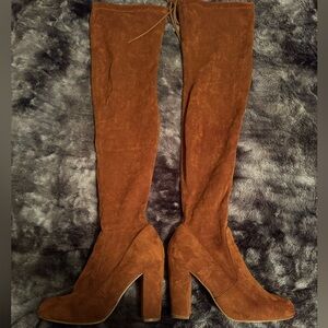 Over the knee high heel boots